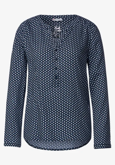 Viscose blouse met print deep blue