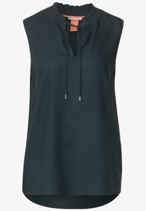 Ärmellose Bluse mit Rüschen cool vintage green