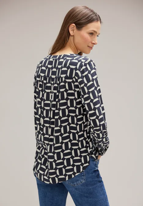 Viskose Bluse mit Print deep blue