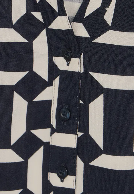 Viskose Bluse mit Print deep blue