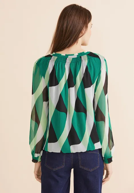 Gesmokte chiffon blouse fresh spring green Gesmokte chiffon blouse fresh spring green