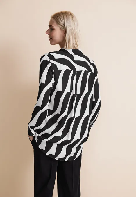 Lange Printbluse Black