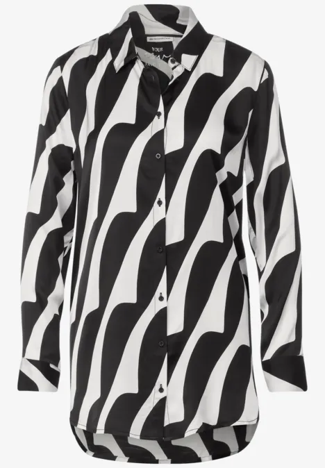Lange Printbluse Black