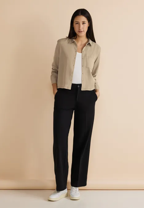Hemdbluse in washed Look cool ivory