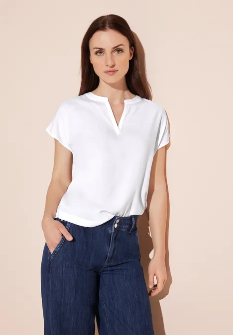 Blusenshirt in Unifarbe White