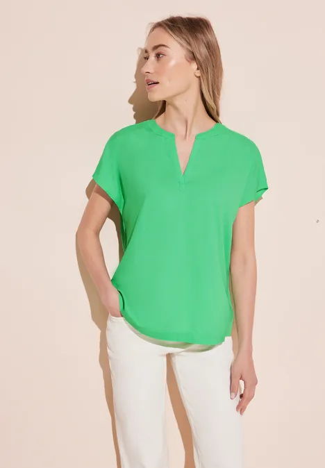 Blusenshirt in Unifarbe soft grass green