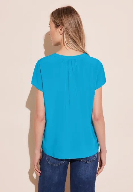 Blusenshirt in Unifarbe bright cyan blue