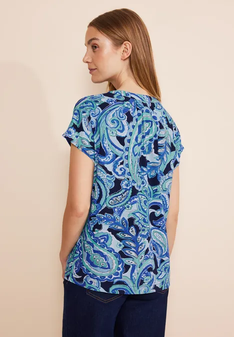 Print Blusenshirt intense aqua