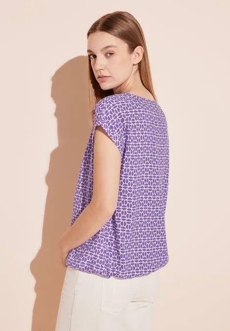 Bluse mit V-Ausschnitt shiny lilac