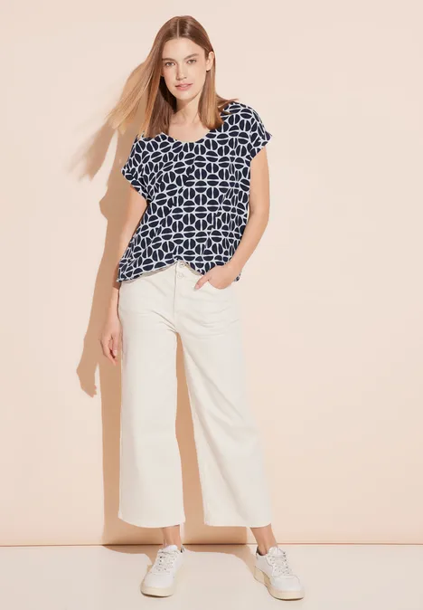 Bluse mit V-Ausschnitt deep blue