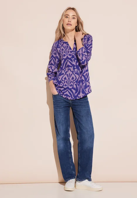 Viskose Print Bluse intense royal blue