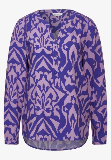Viskose Print Bluse intense royal blue