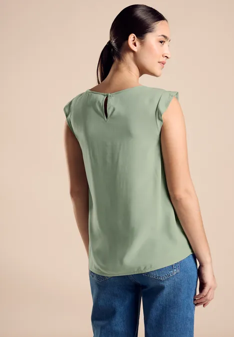 Blusentop mit Frills soft moss green