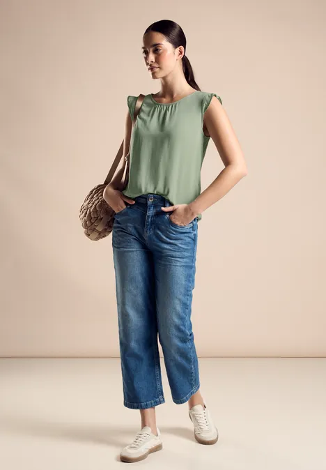 Blusentop mit Frills soft moss green
