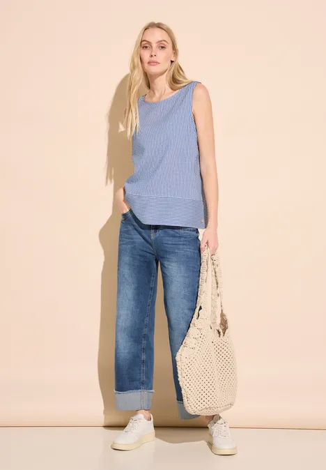 Gestreifte Sommer Bluse original blue