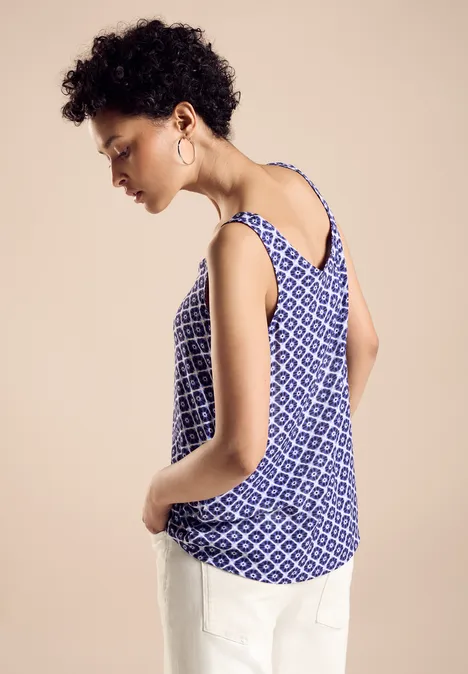 Blusentop mit Print deep blue