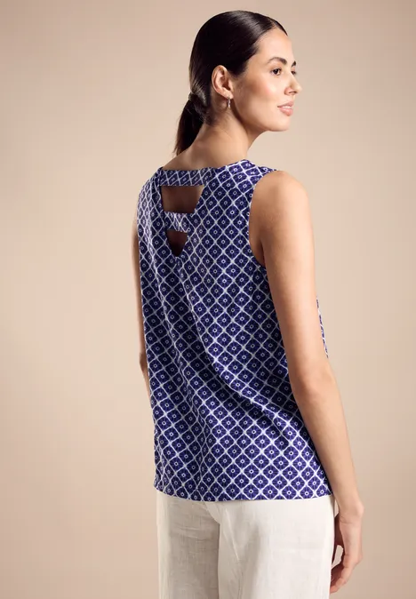 Print Blusentop deep blue