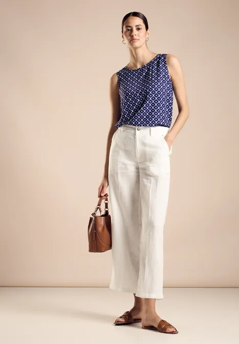 Print Blusentop deep blue