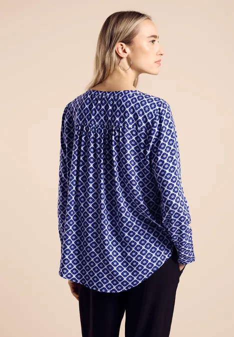 Viskose Bluse mit Print deep blue