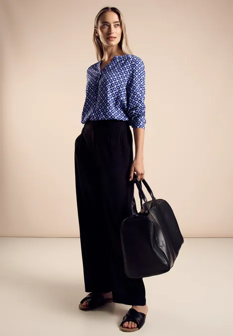 Viskose Bluse mit Print deep blue