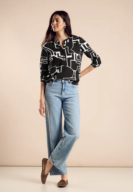 Blousetop in effen kleur Black Blousetop in effen kleur Black