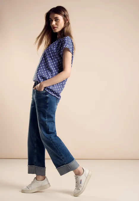 Blusentop mit Print deep blue