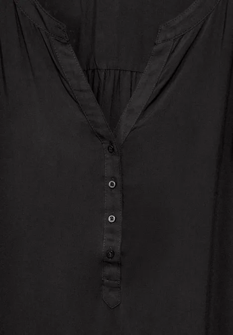 Basic Bluse in Unifarbe Black