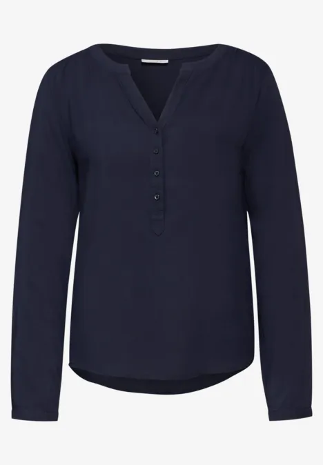 Basic Bluse in Unifarbe deep blue