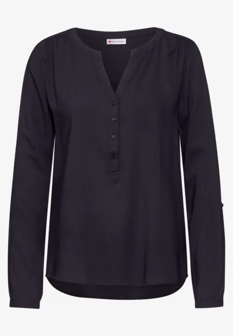 Basic Bluse in Unifarbe deep tint blue