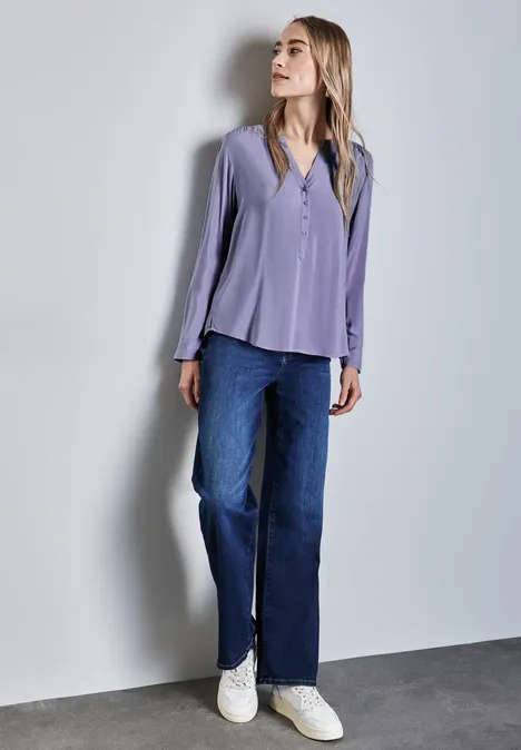 Basic Bluse in Unifarbe viola lilac