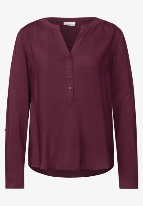 Basic blouse in effen kleur dark cherry red Basic blouse in effen kleur dark cherry red