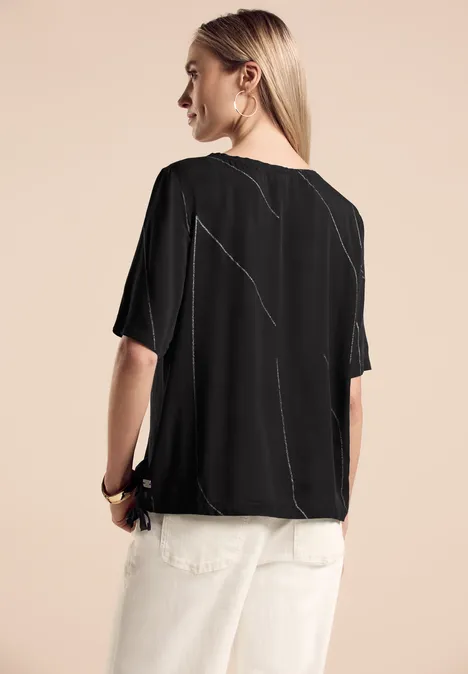 Bluse mit Tunnelzug Black