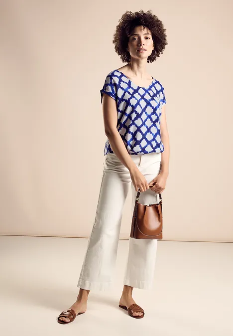 Bedruckte Bluse space blue