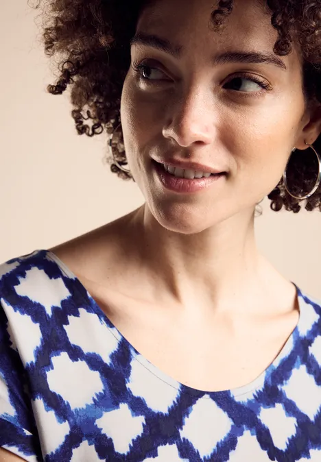 Bedruckte Bluse space blue