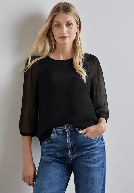 Chiffon-Bluse Black