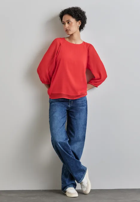 Chiffon-Bluse mandarin red