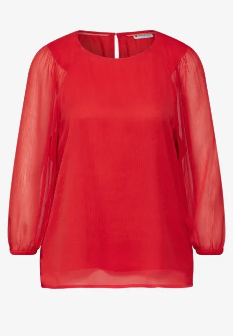 Chiffon-Bluse mandarin red