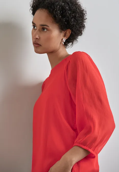 Chiffon-Bluse mandarin red