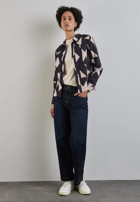 Bedruckte Bluse mit Taschen night sky blue