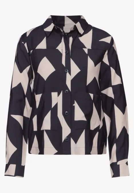 Bedruckte Bluse mit Taschen night sky blue