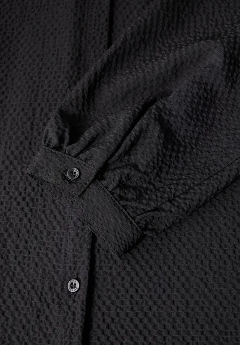 Strukturbluse mit Stickerei Black