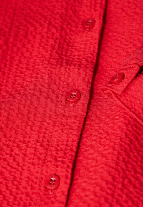 Strukturbluse mit Stickerei autumn red