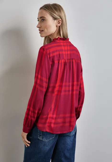 Karierte Bluse mit Rüschen beet red