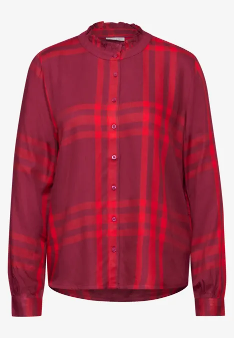 Karierte Bluse mit Rüschen beet red