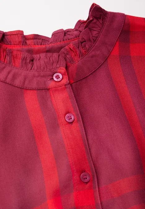 Karierte Bluse mit Rüschen beet red