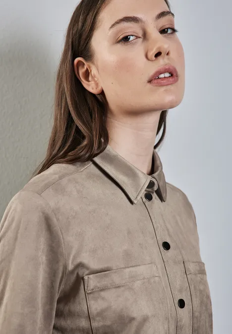 Velours Bluse driftwood beige