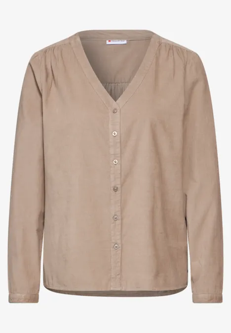 Cord-Bluse mit Knopfleiste driftwood beige