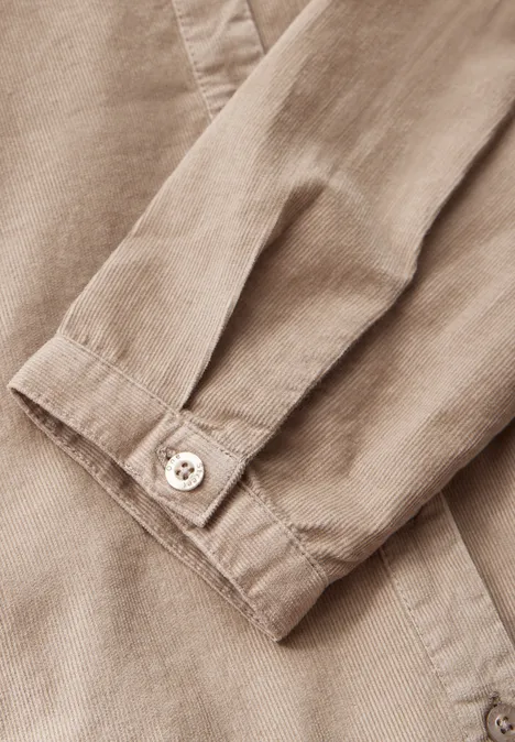 Cord-Bluse mit Knopfleiste driftwood beige