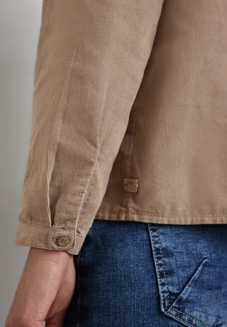 Cord-Bluse mit Knopfleiste driftwood beige