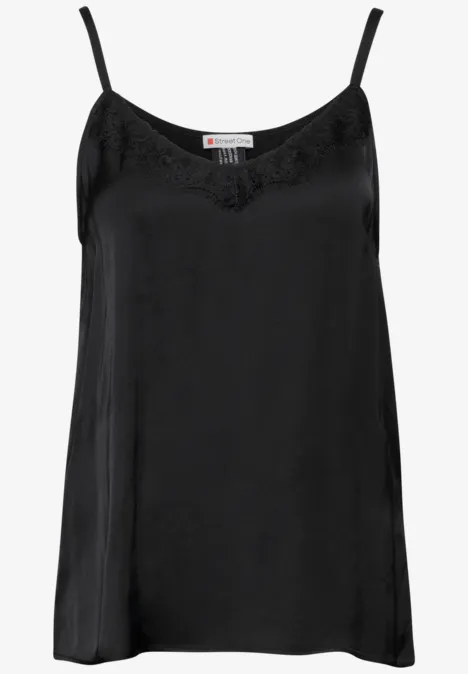 Satin-Blusentop Black
